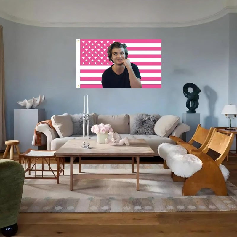 MAGJIUKE Steve Harrington Pink American Flag Tapestry, 3x5 Feet Polyester Wall Hanging with Brass Grommets, Horizontal Rectangular Design for Bedroom Studio Decor, Indoor Outdoor Usage - Image 4