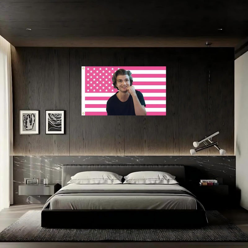 MAGJIUKE Steve Harrington Pink American Flag Tapestry, 3x5 Feet Polyester Wall Hanging with Brass Grommets, Horizontal Rectangular Design for Bedroom Studio Decor, Indoor Outdoor Usage - Image 5