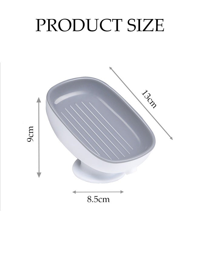 DUNISO Soap Holder,Self Draining Soap Dishes with Suction Cup,Household Soap Boxes,Double Layer Design,Removable and Washable,for Home,Travel,Camping - Image 2