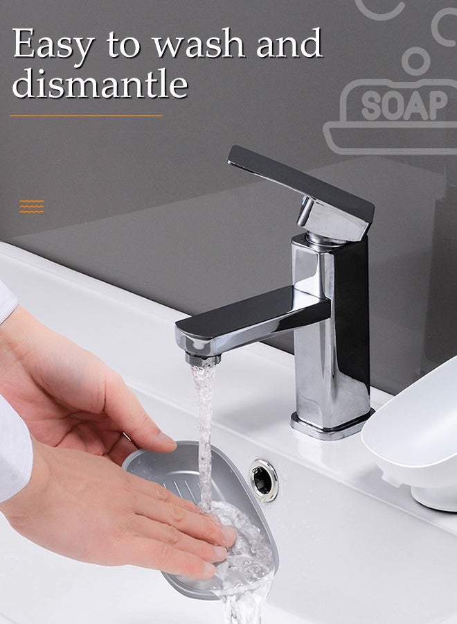 DUNISO Soap Holder,Self Draining Soap Dishes with Suction Cup,Household Soap Boxes,Double Layer Design,Removable and Washable,for Home,Travel,Camping - Image 4