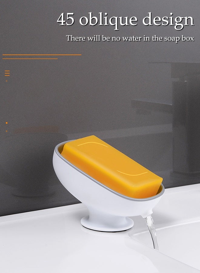 DUNISO Soap Holder,Self Draining Soap Dishes with Suction Cup,Household Soap Boxes,Double Layer Design,Removable and Washable,for Home,Travel,Camping - Image 3