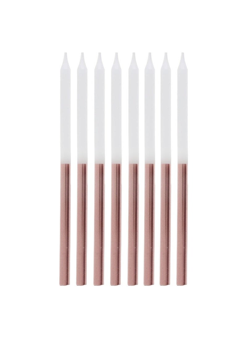 شموع كيك رفيعة باللونين الأبيض والذهبي الوردي، مقاس 13 سم، عبوة من 12 شمعة