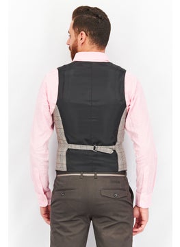 SELECTED Men Regular Fit Checkered Waistcoat, Grey Combo  - Image 3