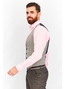 SELECTED Men Regular Fit Checkered Waistcoat, Grey Combo  - Image 4