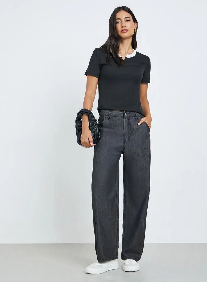 Styli Women High Rise Wide Leg Jeans