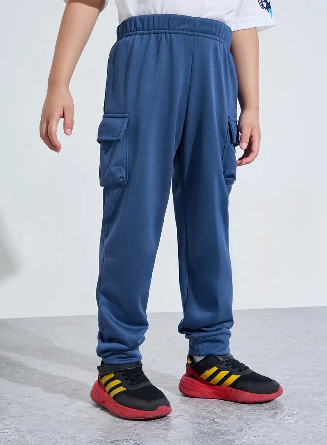 ستايلي Boys Solid Joggers with Rib Cuff and Cargo Pockets
