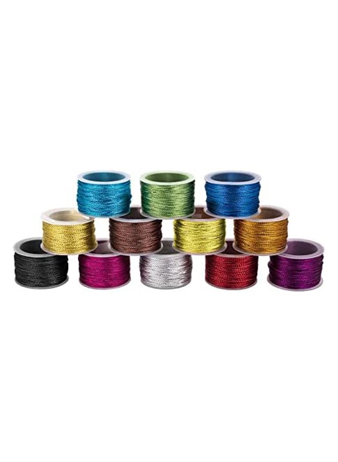 12 Rolls Nylon Metallic Tinsel Cords 252 Yards 1mm Stretch Ribbon Cord Gift Wrap Ribbon Metallic Cord Packaging Rope Braids Hair Cords for Gift Wrapping Christmas Tree Decoration - Image 2