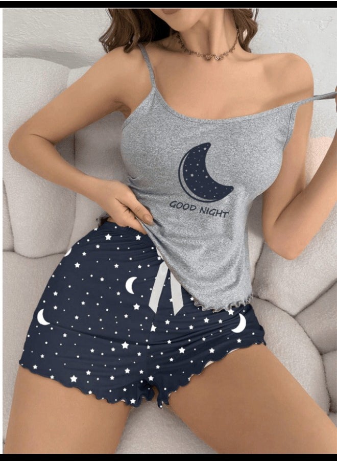 Shein CoupledUp Women's Moon Print Pajama Set  - Image 3