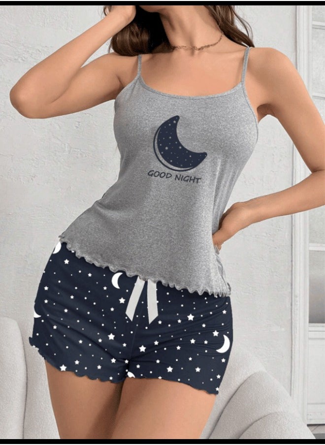 Shein CoupledUp Women's Moon Print Pajama Set  - Image 4