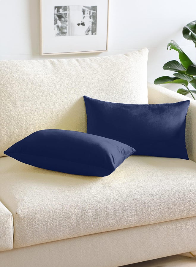 إن - هاوس مخده وسادة ديكور مستطيلة من المخمل الناعم بتصميم سادة وألوان جذابة طقم قطعتين - 50x30 سم - Image 1