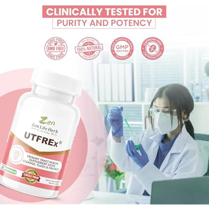 ZEN LIFE HERB UTFREx – Fast Acting - Promotes Urinary Tract Health Supports Healthy Immune and Urinary System, No Vitamins, Minerals, Prebiotics, Sugar, Plant-Based Supplement (60 Capsules) - Image 5