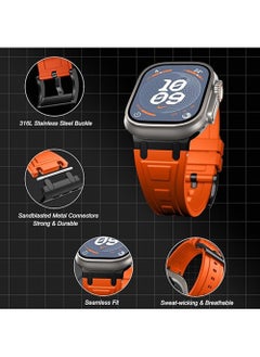 X-level Sports Liquid Silicone Rubber Band with Stainless Steel Adapter for Apple Watch Ultra 1/2 49mm 45mm 44mm 42mm Durable Replacement Strap for iWatch Series 10 (46mm) 9 8 7 6 5 4 3 2 1 SE, Stainless Steel Connector Durable Silicone Black  - Image 3