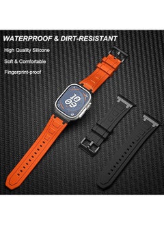 X-level Sports Liquid Silicone Rubber Band with Stainless Steel Adapter for Apple Watch Ultra 1/2 49mm 45mm 44mm 42mm Durable Replacement Strap for iWatch Series 10 (46mm) 9 8 7 6 5 4 3 2 1 SE, Stainless Steel Connector Durable Silicone Black  - Image 4