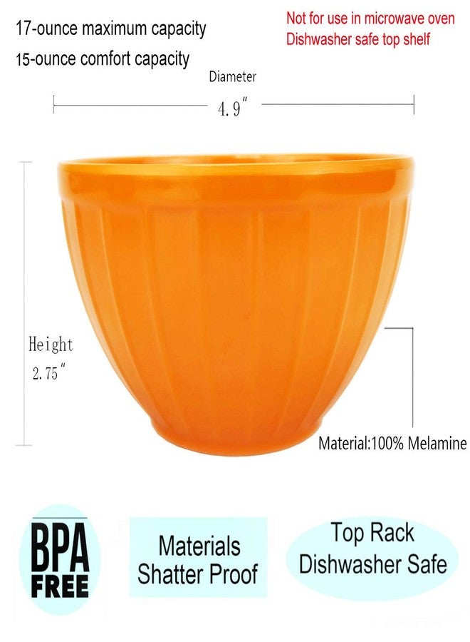 KX-WARE Melamine Fluted Bowls Set with Lids - 6pcs 15 oz Cereal/Prep Bowls, 6 Assorted Color | Break-resistant 100% Melamine Bowls and Plastic Lids | Dishwasher Safe, BPA Free - Image 2