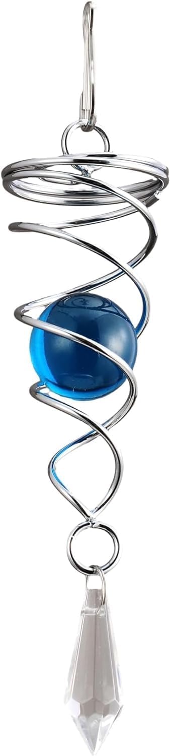 Ad Fresh ADFRESH Crystal Spiral Wind Twister Stainless Steel 360Rotating Wind Chimes Gazing Balls Metal Wind Chimes Rotating Spiral Tail Wind Chime with Glass Ball and Crystal Pendant - Image 1