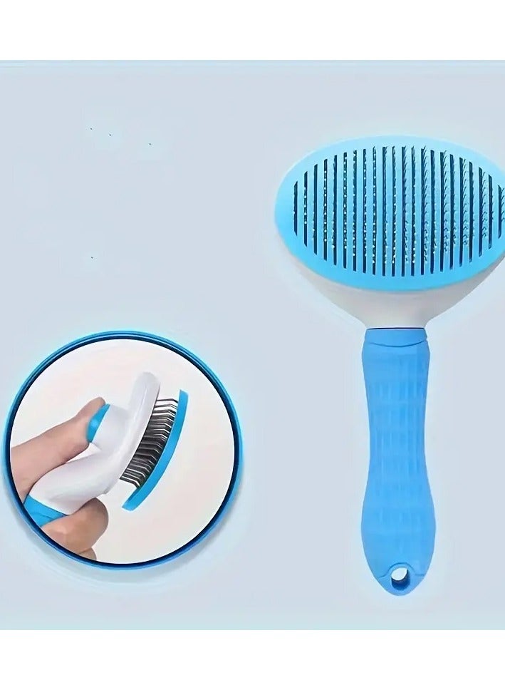 Knox Powering Generations Knox Self-Cleaning Slicker Brush for Dogs & Cats 2-in-1 Grooming, & Massaging Tool with Soft Stainless Steel Bristles, Non-Slip Handle, Easy Fur Removal, Ideal for Long & Short Hair - Image 3