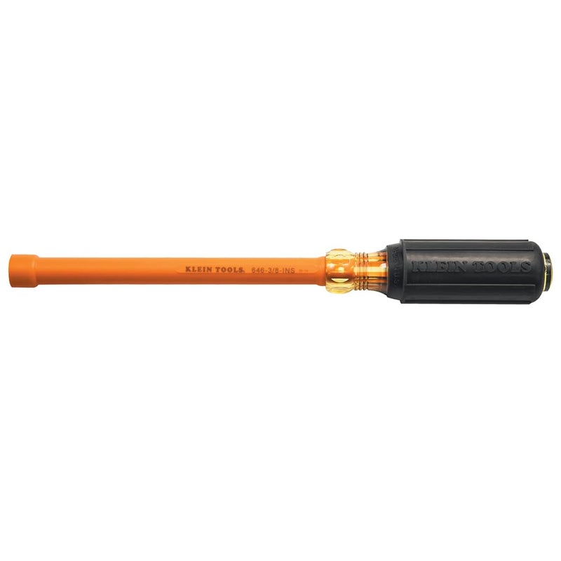 Klein Tools 64638INS 38Inch Hex Insulated Nut Driver Made in USA 6Inch Hollow Shaft and Cushion Grip Handle