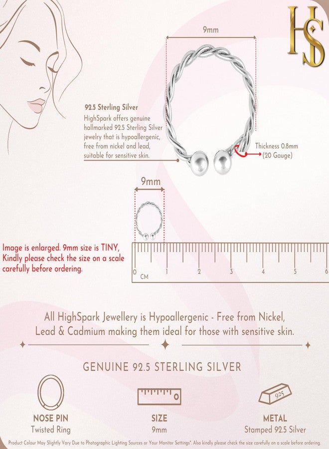 HighSpark 925 Silver Nose Ring | No Piercing Required | 92.5 Sterling Silver and Textured Classic & Simple Nose Ring for Women & Girls - Image 2