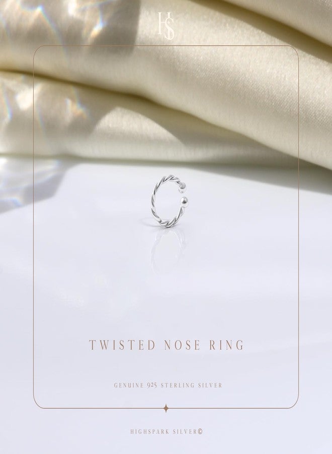 HighSpark 925 Silver Nose Ring | No Piercing Required | 92.5 Sterling Silver and Textured Classic & Simple Nose Ring for Women & Girls - Image 3