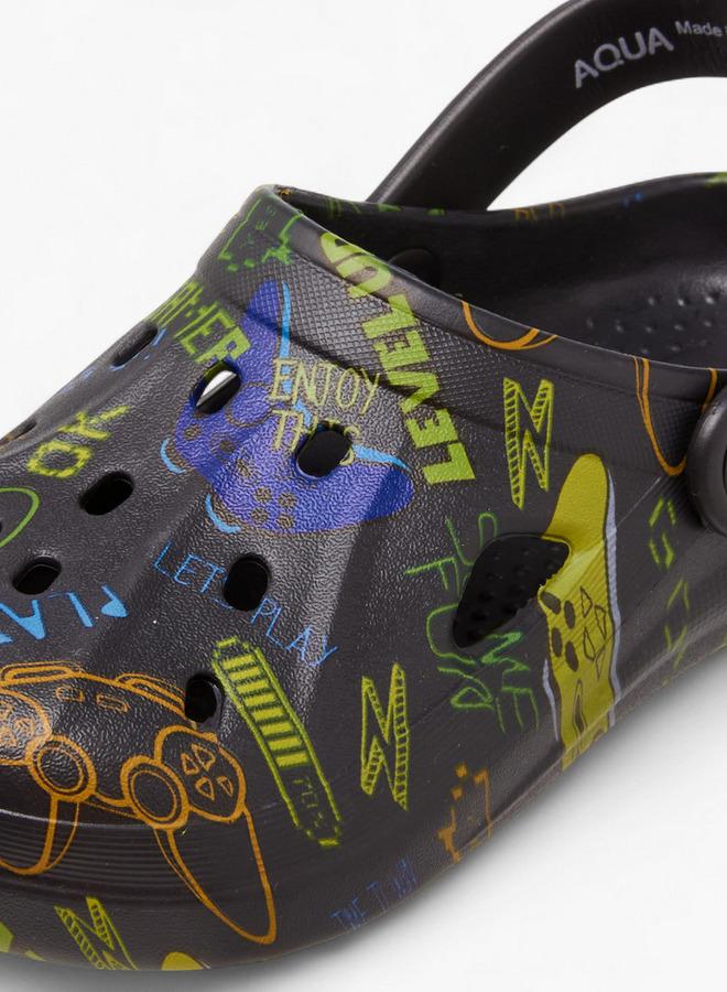 Aqua Boys Game Print Clogs - Image 5
