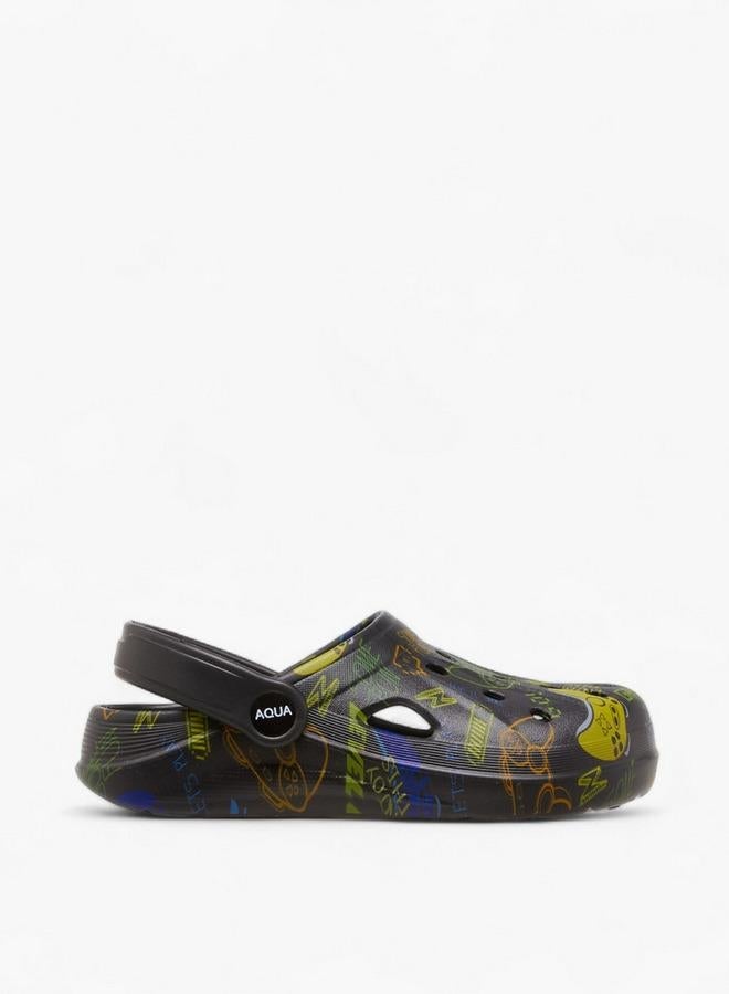 Aqua Boys Game Print Clogs - Image 1