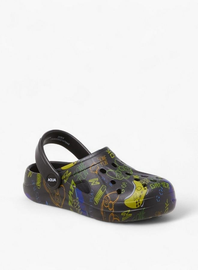 Aqua Boys Game Print Clogs - Image 2