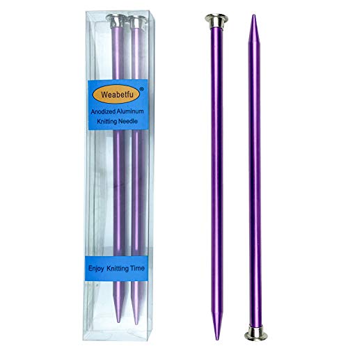 Weabetfu Aluminum Metal Knitting NeedleColored Straight Single Pointed10inch Length for Handmade DIY KnittingSize US 1180mm