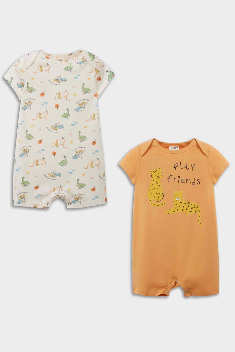 DeFacto Baby Boy 2 piece Regular Fit Envelope Neck Animal Jumpsuit  - Image 1