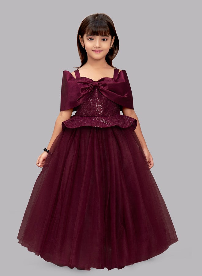 PinkChick فستان بورغندي للفتيات - Image 1