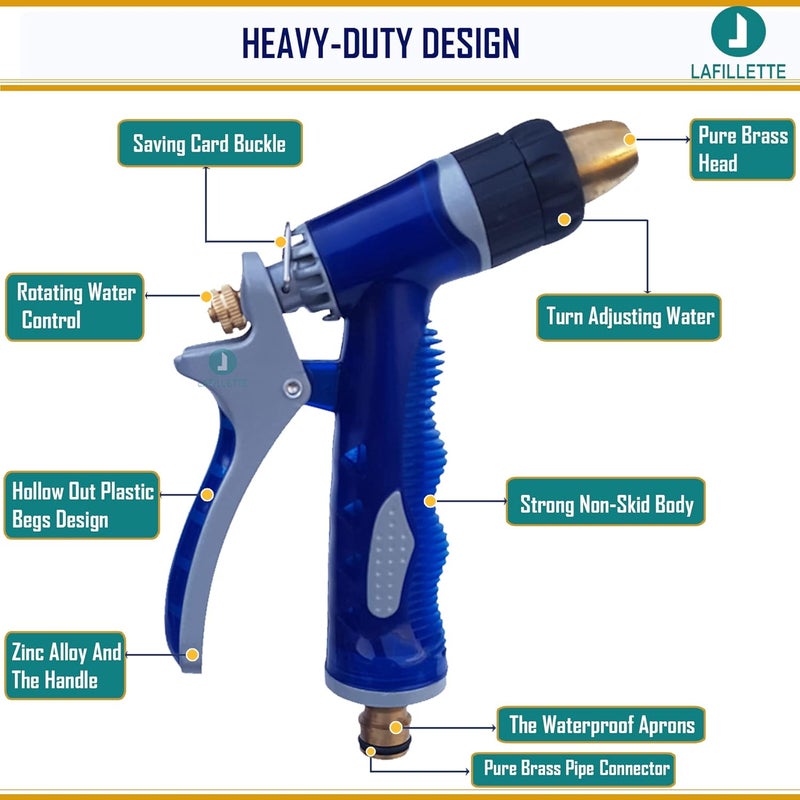 LAFILLETTE High Pressure Washer Brass Nozzle Water Spray Gun for Car Washing Garden Watering RoomDeckFloor Cleaning in Blue Color - Image 3