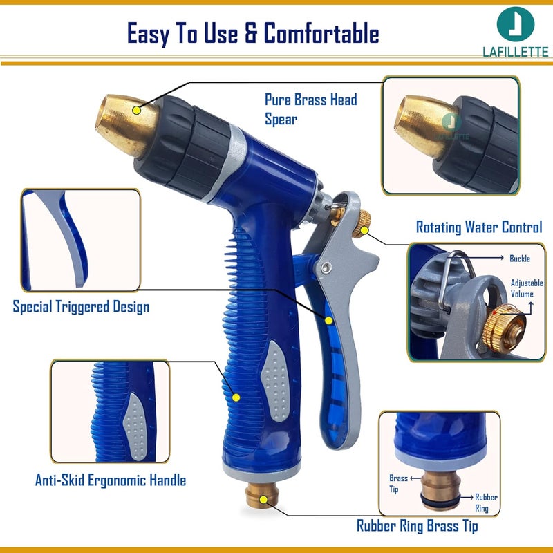 LAFILLETTE High Pressure Washer Brass Nozzle Water Spray Gun for Car Washing Garden Watering RoomDeckFloor Cleaning in Blue Color - Image 4