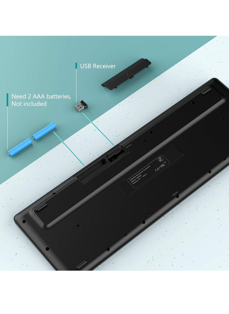 FD - FD Multi-Device Dual Mode Wireless Bluetooth Keyboard with Phone Holder  -  ( AR / ENG ) Layout Full Size - Compatible for Mac OS, Windows, Android, iOS - with USB Receiver for PC/Laptop - Image 1