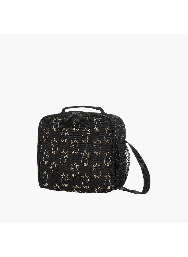 St.Right Lunch Bag-Cats-1 Cmprt-Girls (Polyester) Black \ 21X11X22 - Image 2