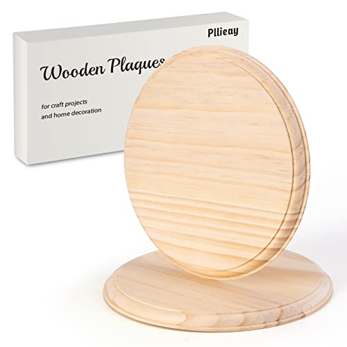 Pllieay 2Pcs 7 Inch Round Wooden Plaque Unfinished Circle Plaque, Wood Display Base for Craft Projects - Image 1