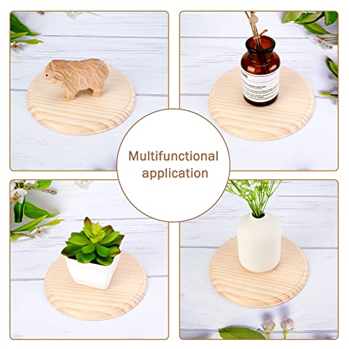 Pllieay 2Pcs 7 Inch Round Wooden Plaque Unfinished Circle Plaque, Wood Display Base for Craft Projects - Image 5