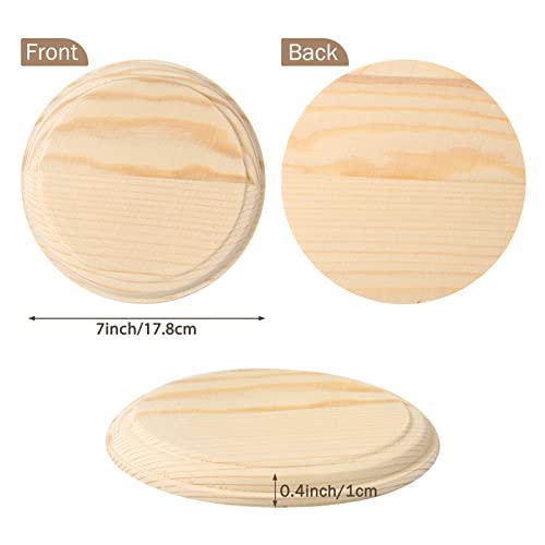 Pllieay 2Pcs 7 Inch Round Wooden Plaque Unfinished Circle Plaque, Wood Display Base for Craft Projects - Image 2