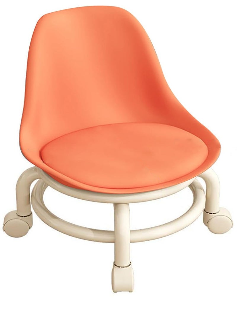 Kids Chairs Child Back Chair Toddler Stools & Low Stools Kids Round Comfort Slide Chair with Wheels and back support (orange) - Image 1