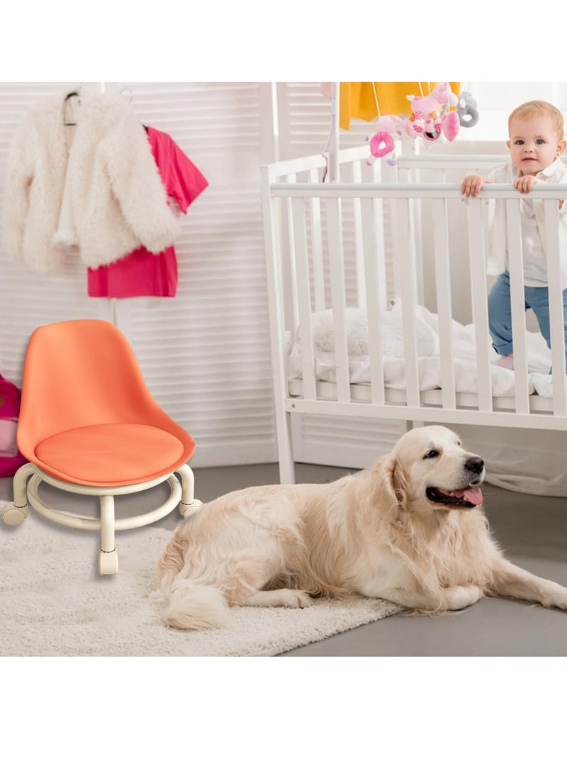 Kids Chairs Child Back Chair Toddler Stools & Low Stools Kids Round Comfort Slide Chair with Wheels and back support (orange) - Image 5