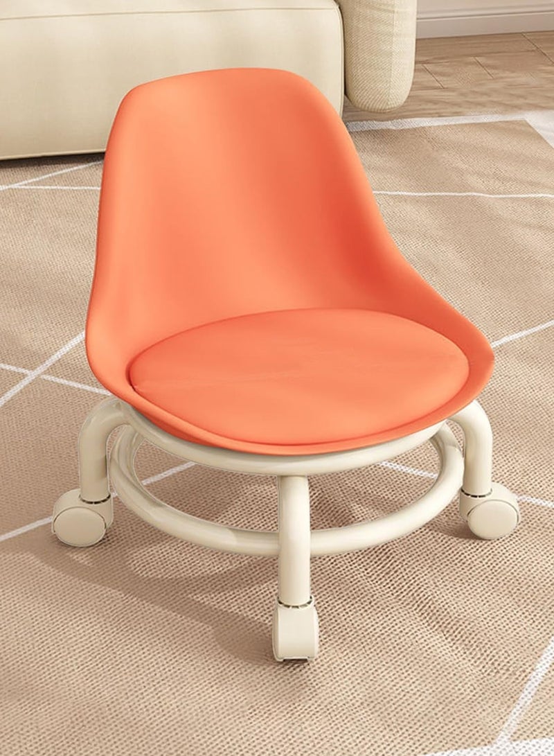 Kids Chairs Child Back Chair Toddler Stools & Low Stools Kids Round Comfort Slide Chair with Wheels and back support (orange) - Image 3