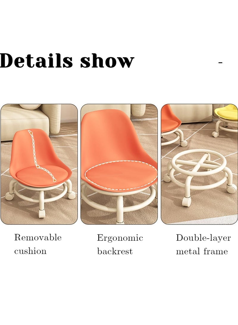 Kids Chairs Child Back Chair Toddler Stools & Low Stools Kids Round Comfort Slide Chair with Wheels and back support (orange) - Image 4