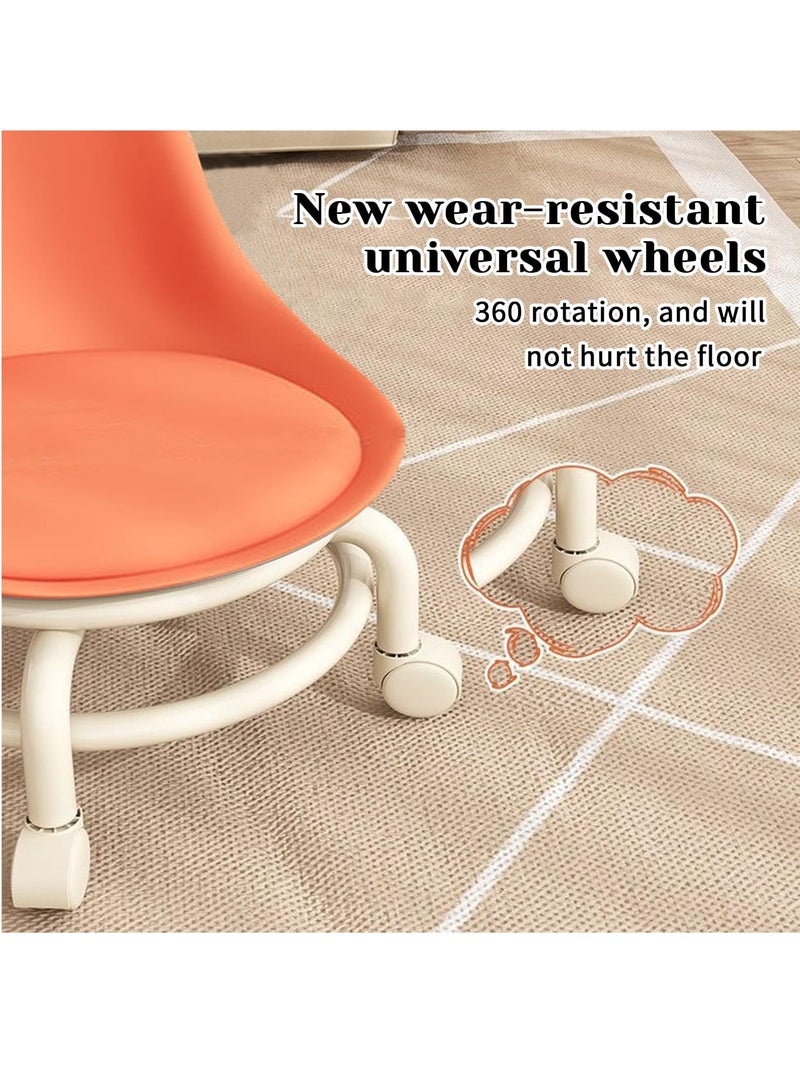 Kids Chairs Child Back Chair Toddler Stools & Low Stools Kids Round Comfort Slide Chair with Wheels and back support (orange) - Image 2