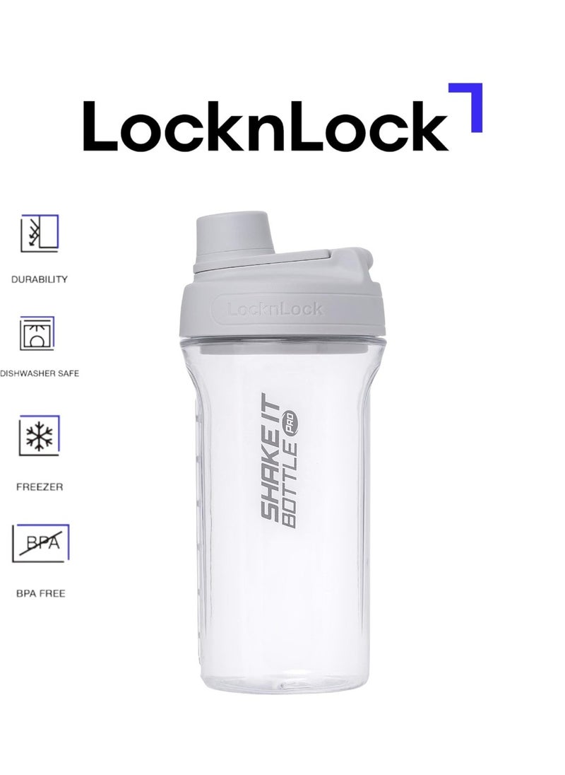 LOCK & LOCK LocknLock Tritan Shake It Bottle Pro 850ml - Shatter-Resistant, Leak-Proof, and BPA-Free with Finger Loop - Light Grey  - Image 1