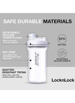 LOCK & LOCK LocknLock Tritan Shake It Bottle Pro 850ml - Shatter-Resistant, Leak-Proof, and BPA-Free with Finger Loop - Light Grey  - Image 2