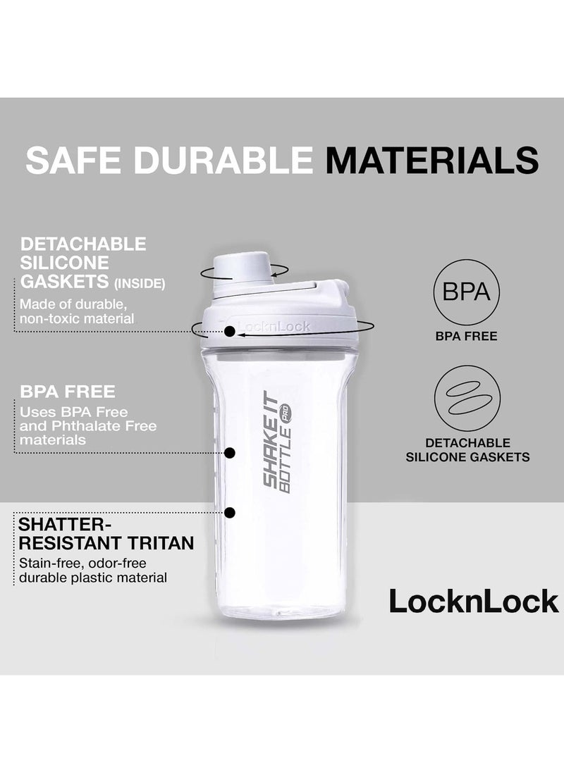 LOCK & LOCK - LocknLock Tritan Shake It Bottle Pro 850ml - Shatter-Resistant, Leak-Proof, and BPA-Free with Finger Loop - Light Grey - Image 1