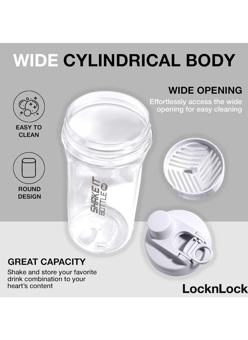LOCK & LOCK - LocknLock Tritan Shake It Bottle Pro 850ml - Shatter-Resistant, Leak-Proof, and BPA-Free with Finger Loop - Light Grey - Image 1