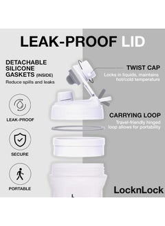 LOCK & LOCK LocknLock Tritan Shake It Bottle Pro 850ml - Shatter-Resistant, Leak-Proof, and BPA-Free with Finger Loop - Light Grey  - Image 3