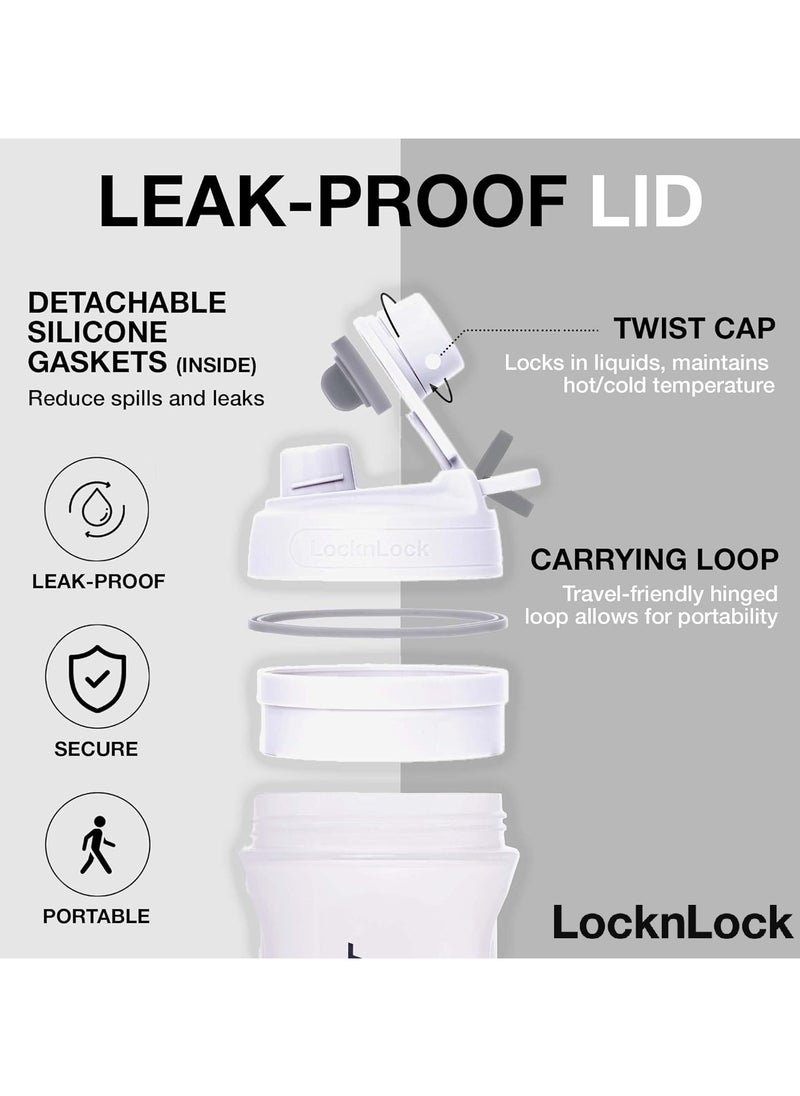 LOCK & LOCK - LocknLock Tritan Shake It Bottle Pro 850ml - Shatter-Resistant, Leak-Proof, and BPA-Free with Finger Loop - Light Grey - Image 1