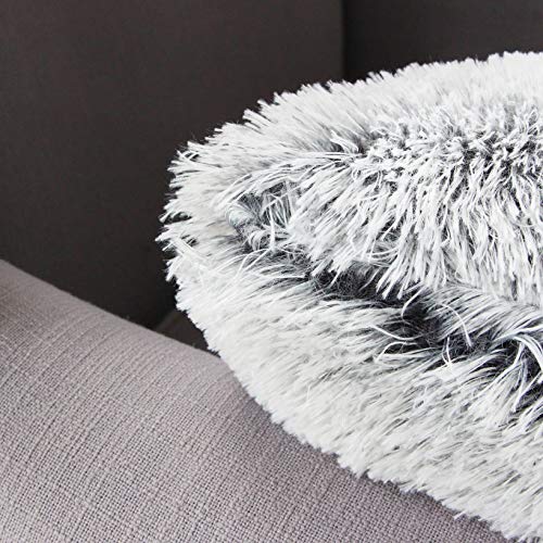 Uhomy 2 Packs Fluffy Accent Pillows Cover 20"x20", Soft Gray Ombre Faux Fur Throw Pillow Case, Modern Luxury Decorative Square Cushion Cover for Farmhouse Home Decor for Sofa/Bed/Chair, 50x50cm - Image 3