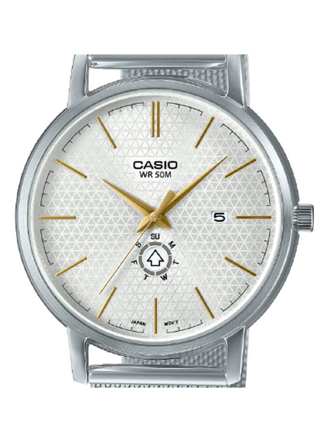 CASIO Men Watch Analog White Dial Stainless Steel Mesh Band MTP-B125M-7AVDF - Image 3