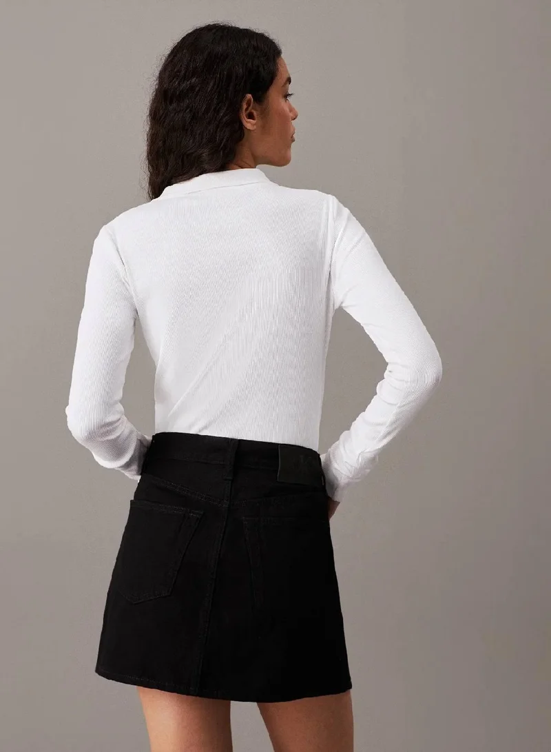 Calvin Klein Jeans Long Sleeve Ribbed Polo Bodysuit